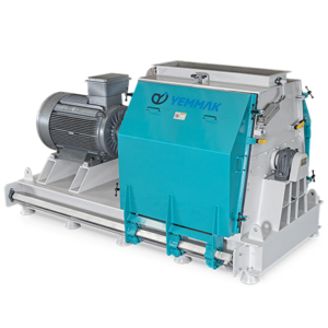 Yemmak MultiMill Series Hammer Mill with teal housing and heavy-duty electric motor for industrial fine grinding.